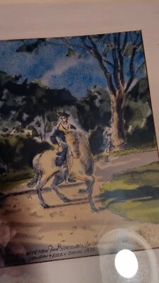 Original encargado acuarela firmado gris Davis 1970 Foto 1 de 4