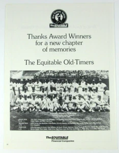 1988 The Equitable Financial Companies Baseball Players Old Timers Print Page Ad - Picture 1 of 3