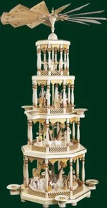 Table Pyramid Nativity IN Natural Pyramid Folk Art Erzgebirge New 14744 - Picture 1 of 1