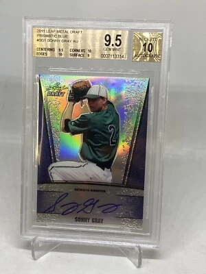 2011 Metal Draft Blue Prismatic /25 Sonny Gray BGS 9.5 /10  Auto JERSEY #2 - Image 1 of 4