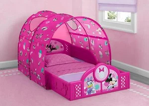 Toddler Bed with Canopy Disney Minnie Mouse Plastic Sleep Play Pink Kids Bedroom - Picture 1 of 5