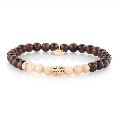 Bracciale Elastico GERBA JASON 358 con Pietre Naturali 6mm e Argento 925 Dorato - Immagine 1 di 3