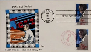 VAN NATTA DUKE ELLINGTON JAZZ GREAT HAND PAINTED HP FIRST DAY COVER FDC - Picture 1 of 1