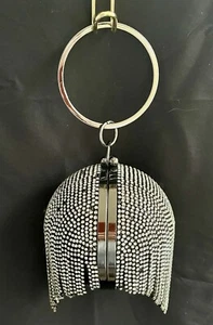 Badgley Mischka Black Rhinestone Spherical Round Evening Bag 5" x 5" - Picture 1 of 4