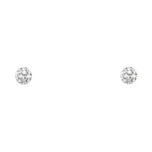 Ioka - 14K White Gold CZ Round Crystal Ball Screw Back Stud Earrings (4mm) - Picture 1 of 3
