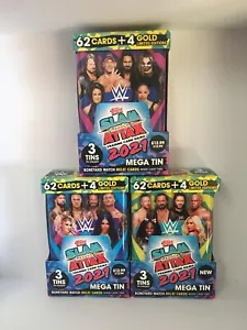 3x 2021 Topps WWE Slam Attax Mega Tin Neu & OVP 66 Cards worldwide shipping - Bild 1 von 4