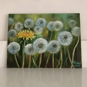 original oil painting on Fibreboard, Dandelions, Landscape, 30x40 cm, Flowers - Picture 1 of 9