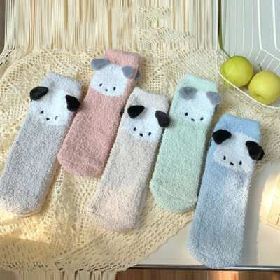 5/1双女式女孩毛绒秋冬袜船员袜中筒袜Hosie L — 第 1/4 张图片