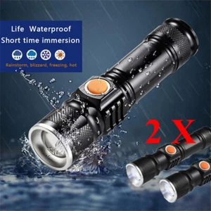 2x Linterna USB Fuerte Policía LED Recargable Swat Lámpara 80000Lúmenes DE - Imagen 1 de 12