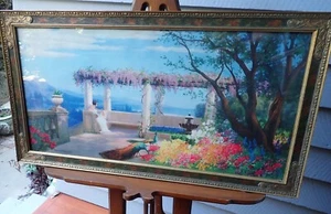 VTG DREAM OF PARADISE by RüDISüHLI STUNNING OLDER PRINT SPLENDID FRAME 30" x 16" - Picture 1 of 12