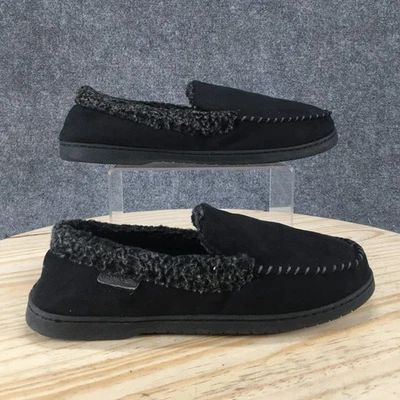 Тапочки мужские Dearfoams 9-10 Keaton без шнуровки мокасины черные комфортные искусственный мех - Изображение 1 из 4