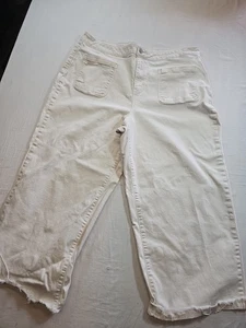 Eloquii Womens 20 Off White Wide Leg Baggy Crop Cut Off Style - Picture 1 of 14