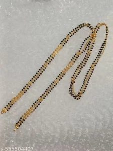 Catena Mangalsutra Indiana Elegante Perline Nere 30 Pollici Catena Mangalsutra - Foto 1 di 6