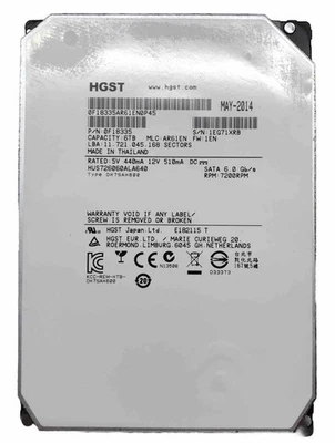 HGST Ultrastar He6 6TB | 7.2K 64MB SATA-600 3.5" HDD | 0F18335 | HUS726060ALA640 - Image 1 of 4