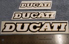   DUCATI   TANK DECALS / STICKERS   W/ GOLD BORDER 3 PIECE SET