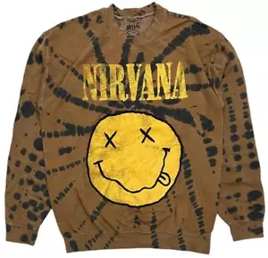 Nirvana Herren Sweatshirt Smile Dazed Face Batik Rundhalsausschnitt Authentic Merch - Bild 1 von 7