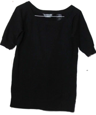 SUDADERA NORMA KAMALI Damas Talla S Negro Sólido Manga Corta Bolsillo Frontal Foto 1 de 4