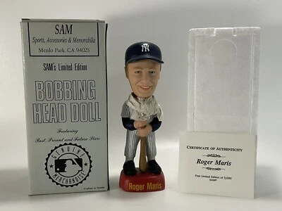 Roger Maris 1993 Bobble Head CAJA ORIGINAL Sam's #/3000 Certificado de Autenticidad New York Yankees Raro Foto 1 de 4