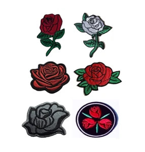 Roses embroidered Patches sew iron on embroidery Patch art for clothes & crafts - Foto 1 di 7