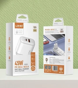 LDNIO Fast Wall Charger, 45W PD, Smart Chip Inside, White, 100cm Cable Type-C - Picture 1 of 4