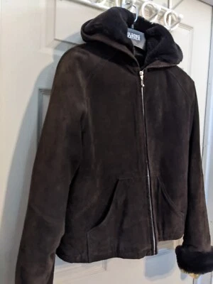 Abrigo Corto Exuberante Gamuza Genuina Wilsons Dk Bolsillos con Capucha LG-XLg Excelente Estado Bonito Foto 1 de 4