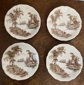 JOHNSON BROS ''THE OLD MILL'' ENGLAND SAUCERS   5 1/2 '' Set Of 4 - Foto 1 di 6