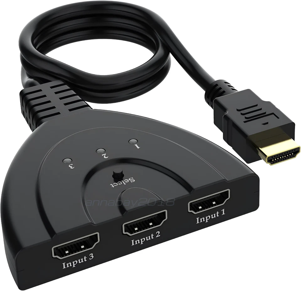 3 Port HDMI Splitter Cable 1080P Switch Switcher HUB Adapter for HDTV PS4 Xbox - Image 1 of 4