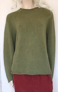 Toast Green linen cotton chunky knit funnel neck Raglan jumper size S/M 10–12–14 - Picture 1 of 11