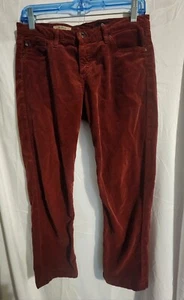 Adriano Goldschmied Womens 28 Corduroy Red Pants The Stevie Ankle Slim Straight - Picture 1 of 13