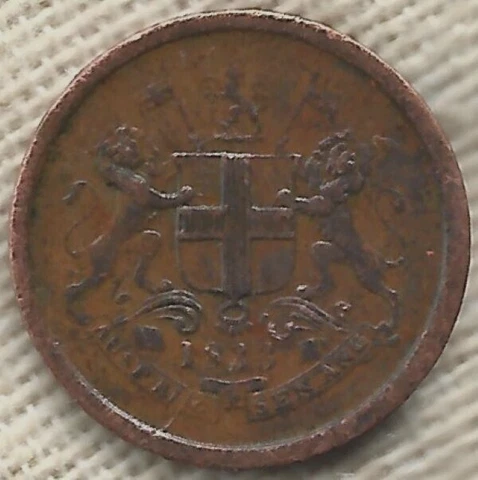 India 1833 Bombay Copper 1 Pie Coin- AU Condition Cover