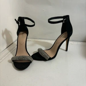 Aldo women’s black velvet crystal embellished strappy stiletto heeled sandals 9 - Picture 1 of 12