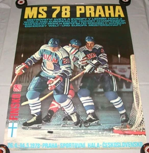 Official Original 1978 Prague Ice Hockey World Championship Team Finland Poster - Picture 1 of 1