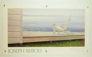 JOSEPH REBOLI decorazione stampa poster ponte riva costa acqua sedia Adirondack 36x21" - Foto 1 di 12