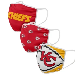 Paquete de 3 Cubierta de Máscara Facial Lavable Resoluble de los Kansas City Chiefs con Licencia de la NFL - Imagen 1 de 5