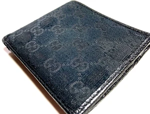 GUCCI VINTAGE GUCCISSIMA GG CANVAS LEATHER WALLET BIFOLD COIN PURSE ITALY BLACK - Bild 1 von 22
