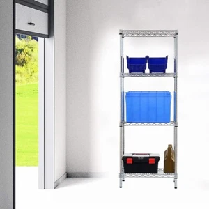 Modular Wire Storage Shelf 350 x 350 x 1800mm Steel Shelving in Chrome - Picture 1 of 7