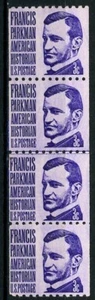 Francis Parkman Coil Strip of 4 Line in Centered MNH Shiny Gum Scott's 1297 - Picture 1 of 2