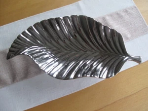 Fink Harderhook Blattschale Keramik silberfarben poliert 42x21x5 cm - Bild 1 von 2