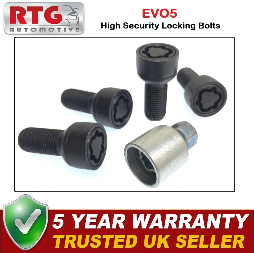 4 pernos negros para rueda de bloqueo EVO5 para aleación de rosca Volkswagen Caddy 96-03 M14 Foto 1 de 1