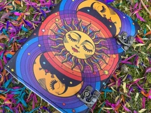 Sun Moon Lashes Journal Handmade Leather Diary Embossed Prayer Pagan Witchcraft - Picture 1 of 9