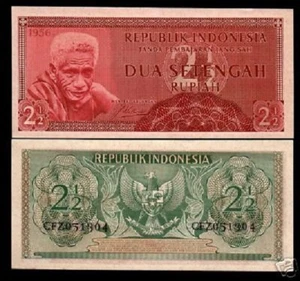 INDONESIA 2.1/2 2.5 RUPIAH P75 1956 x 100 Pcs Lot BUNDLE ROTINESMAN UNC IDR NOTE - Picture 1 of 1