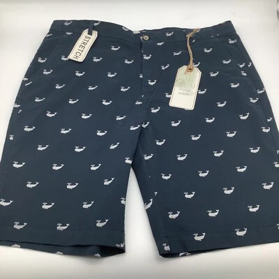 Hudson & Barrow Mens Whale Pattern Shorts Blue Size 36 (Actual 38) NWT - Image 1 of 4