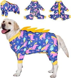 LovinPet Cute Dog Pajamas Clothes Recovery Suit Pet Pajamas Unicorn Print Warm - Picture 1 of 6