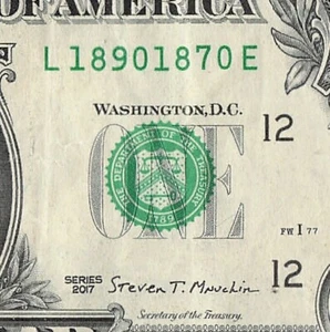 Billete de dólar con número de un dólar de serie elegante con fecha doble lápida de 1870 1890 - Imagen 1 de 11