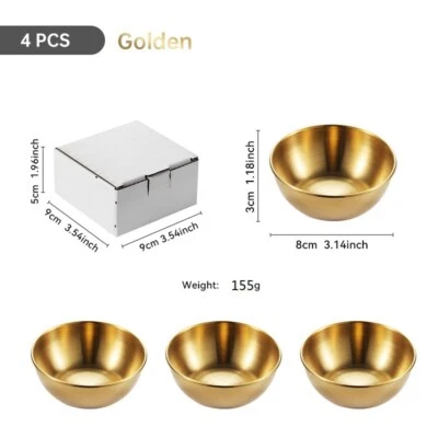 Stainless Steel Small Soy Sauce Dishes Seasoning Serving Tray Spice Plates Set - Image 1 of 4