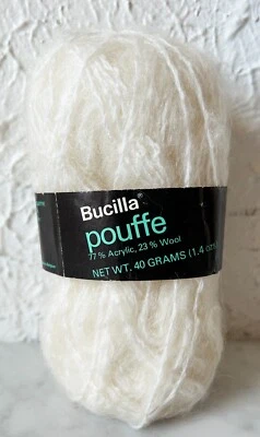 Fio de mistura de lã acrílica vintage Bucilla Pouffe - 1 novelo marfim #1 - Imagem 1 de 4