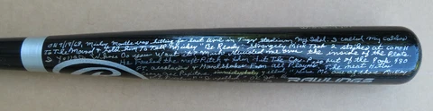 Detroit Tigers Denny McLain signed blackbat with Mickey Mantle Gift HR Story JSA Cover