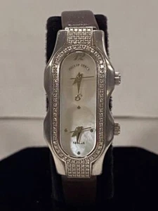 PHILIP STEIN TESLAR DUAL TIME MOP DIAL DIAMOND BEZEL 41x19mm QUARTZ WATCH - Picture 1 of 12