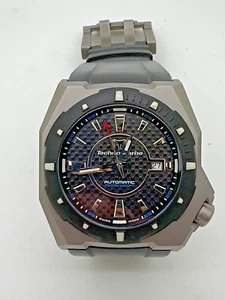 TechnoMarine 508002 RoyalMarine P1 Auto Titanium Black Rubber Watch Runs D5 - Picture 1 of 18
