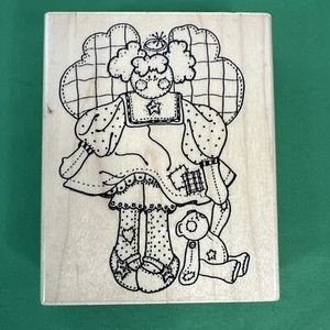 Annette Watkins LAUREN ENGEL Stoffpuppe Teddybär Holz montiert Gummi Handarbeit Stempel - Bild 1 von 7